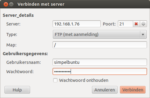 verbinden met server