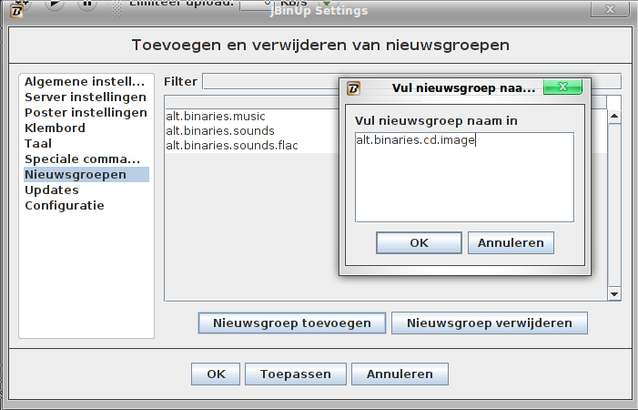Nieuwsgroepen toevoegen